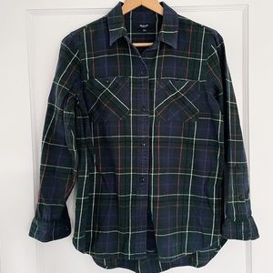 EUC Madewell small cotton flannel plaid button down shirt